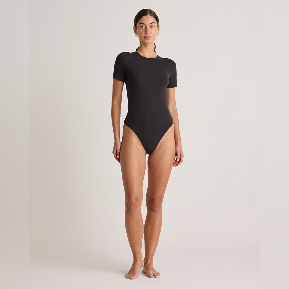 NWT Quince Organic Cotton T Shirt Black Bodysuit Sz S and XS